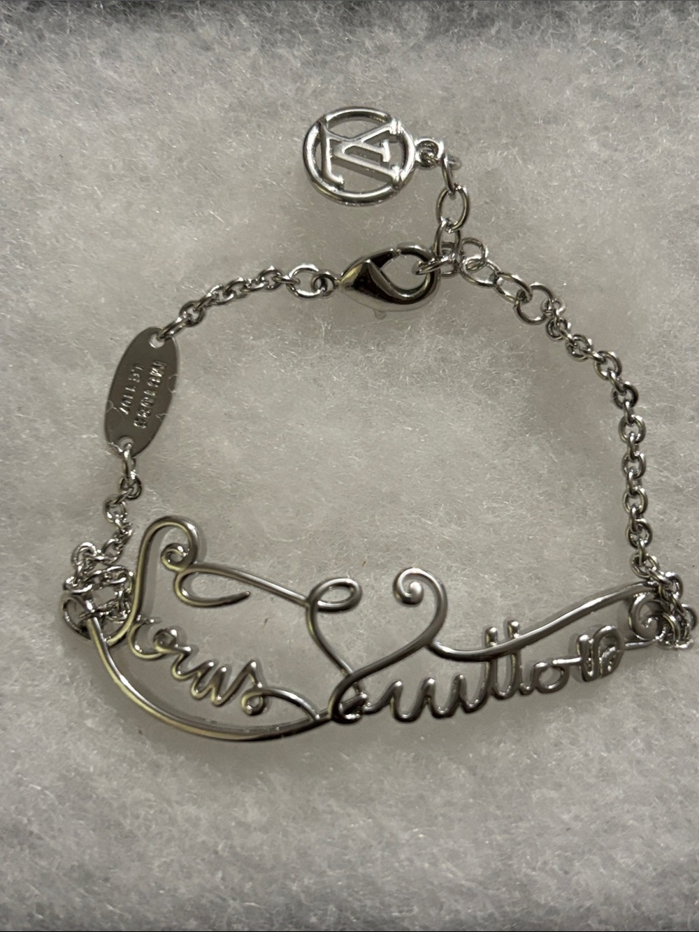 Louis Vuitton Silver Script Nameplate Bracelet
